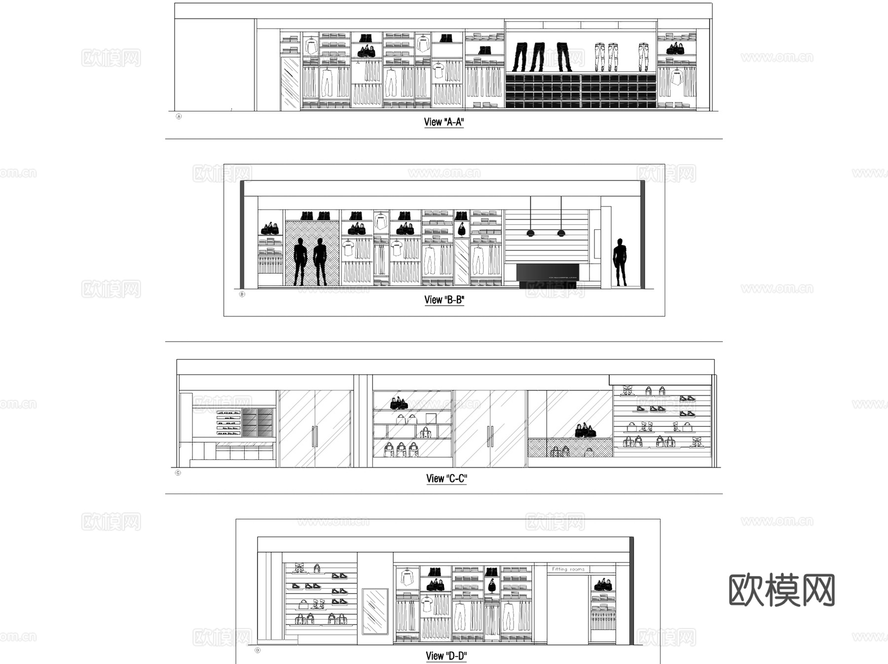 DIESEL意大利时尚品牌服装店室内工装CAD施工图cad施工图