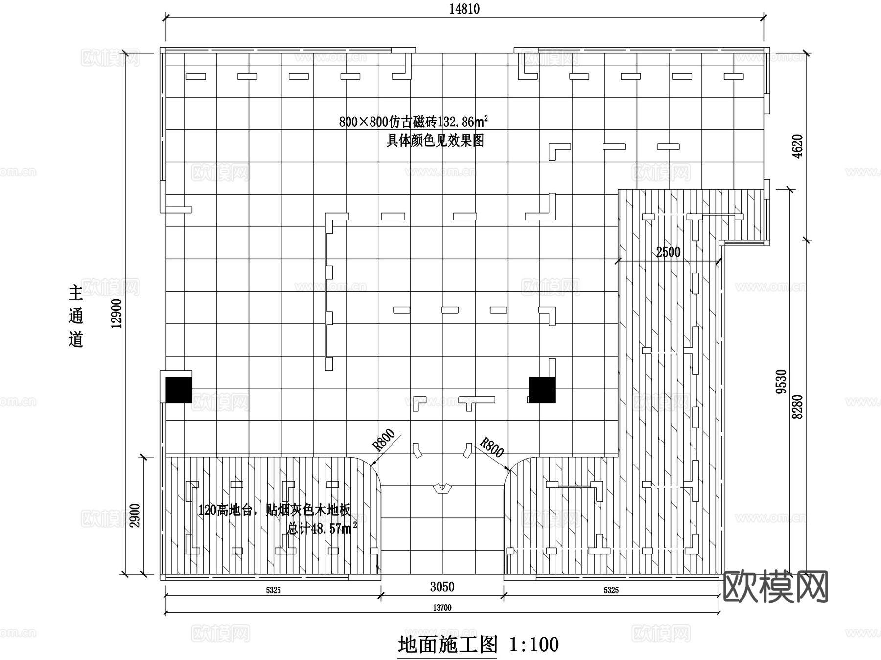 Leer乐尔实木门专卖店室内工装CAD施工图cad施工图