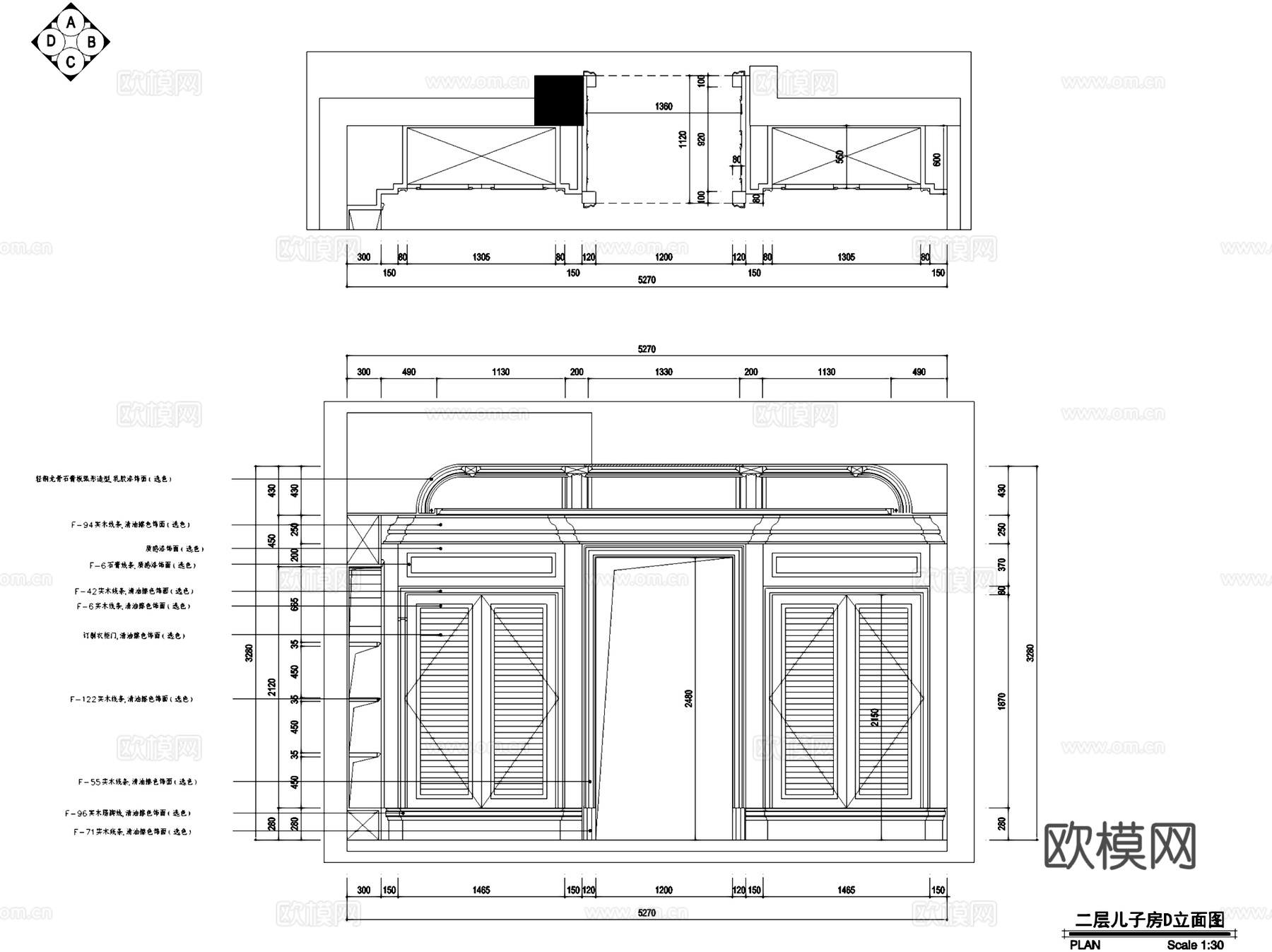 欧式儿子房卧室室内家装CAD施工图cad施工图