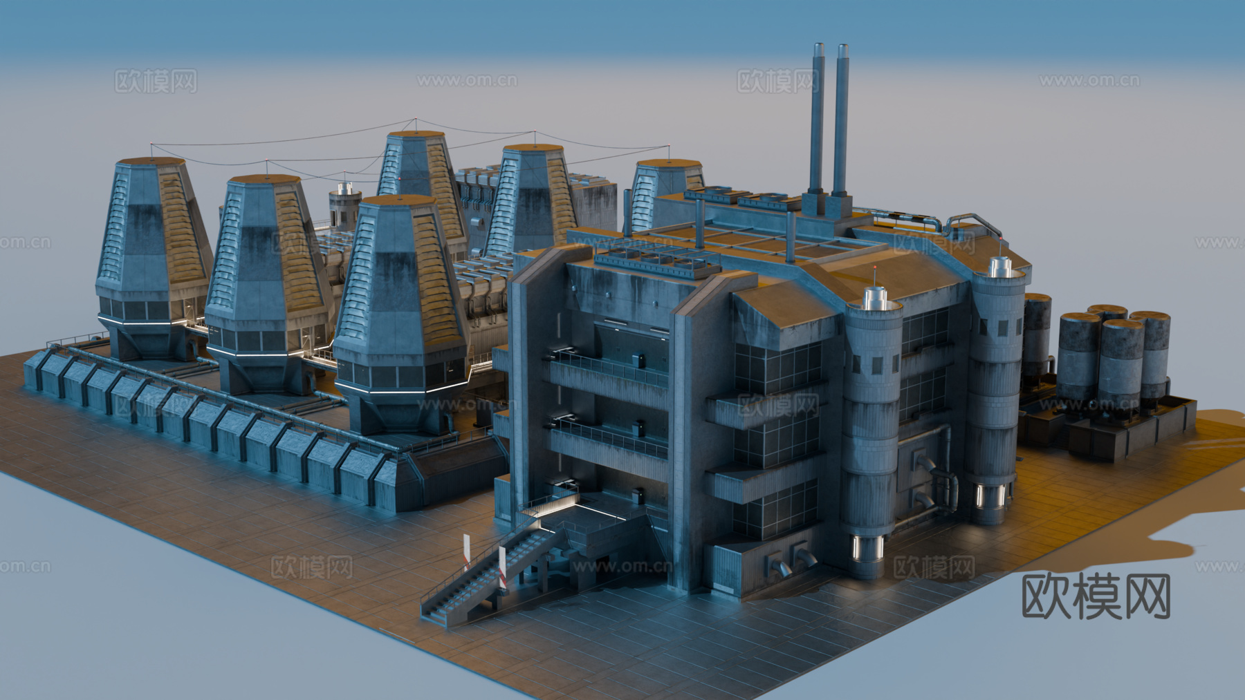 工业建筑 赛博朋克建筑 科幻建筑 城市建筑 工业城市建筑su模型