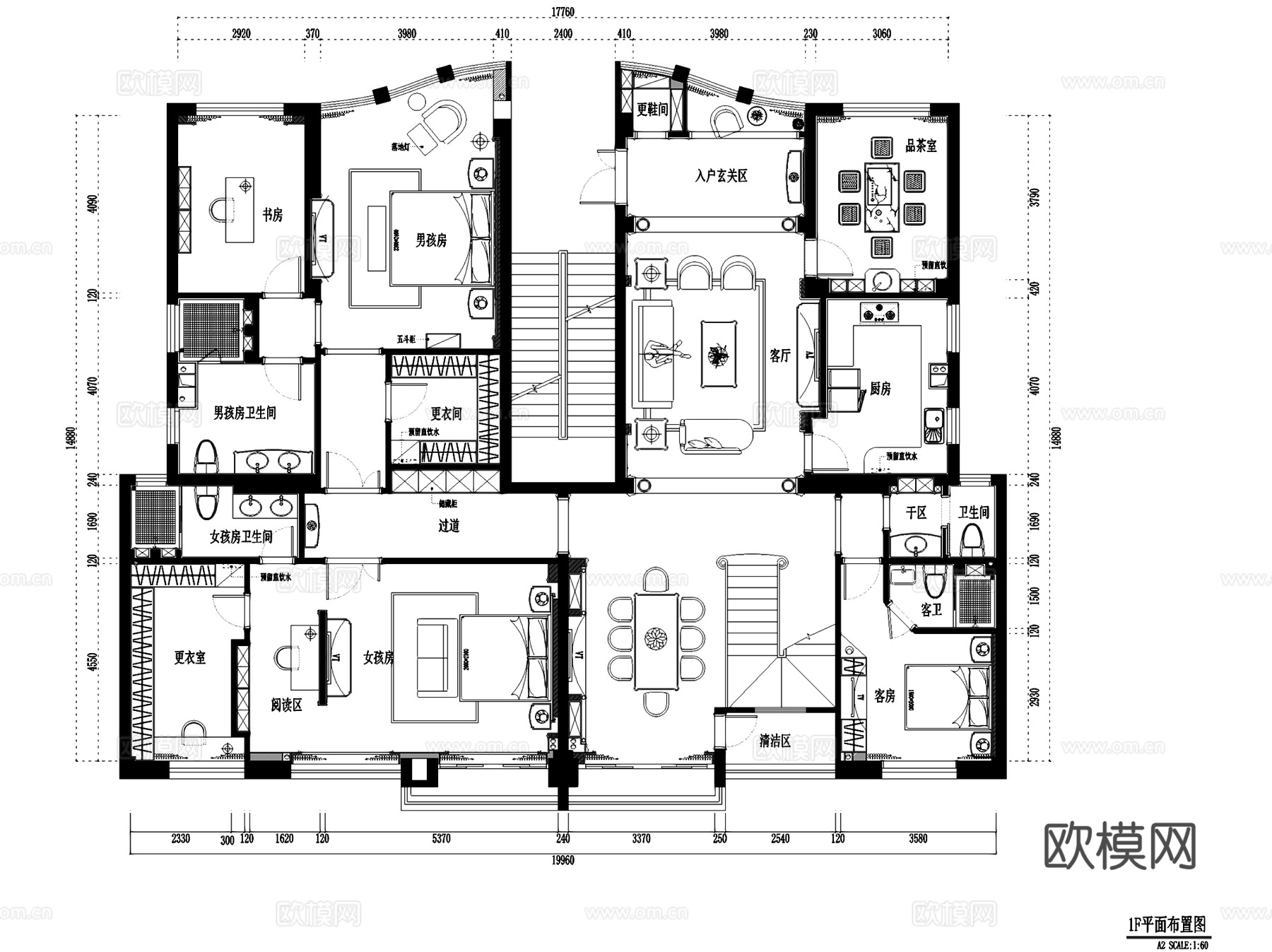 中庚紫金香山二层跃层室内家装CAD施工图整套cad施工图
