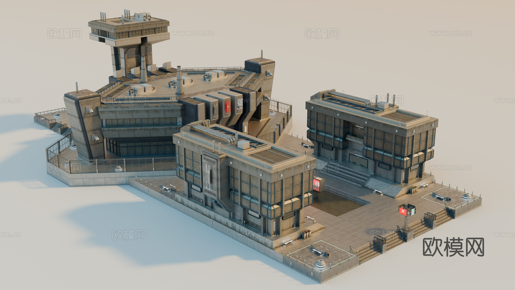 工业建筑 赛博朋克建筑 科幻建筑 城市建筑 工业城市建筑su模型