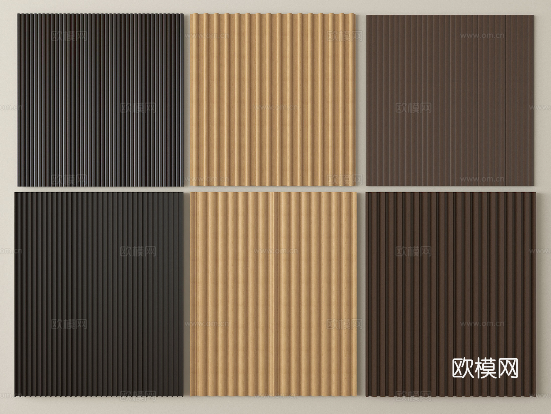 现代长城板 格栅板 护墙板 波浪板su模型