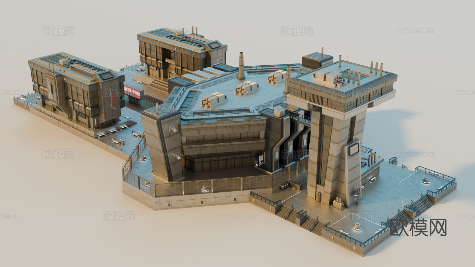 工业建筑 赛博朋克建筑 科幻建筑 城市建筑 工业城市建筑su模型