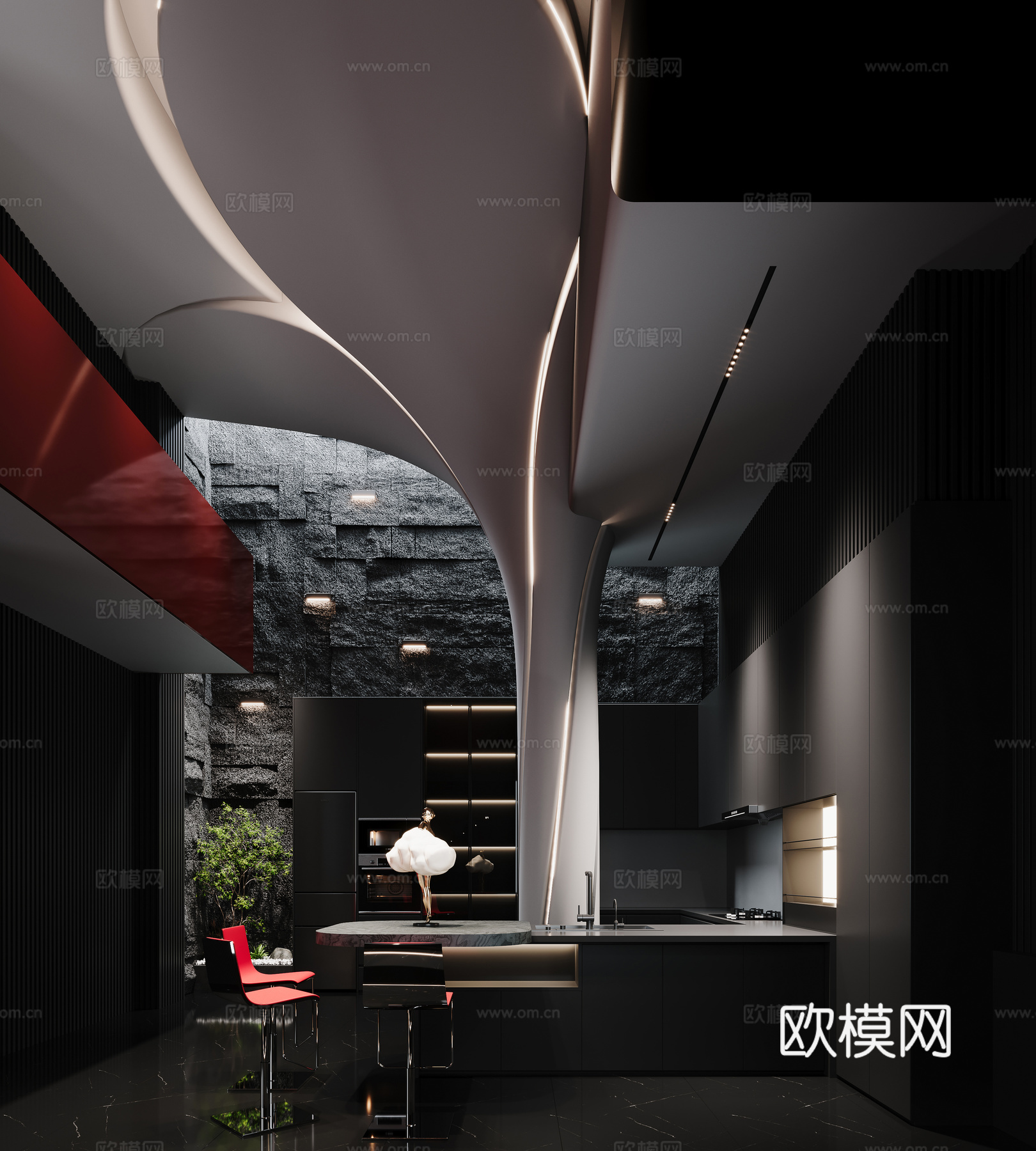 极简黑白灰3d模型