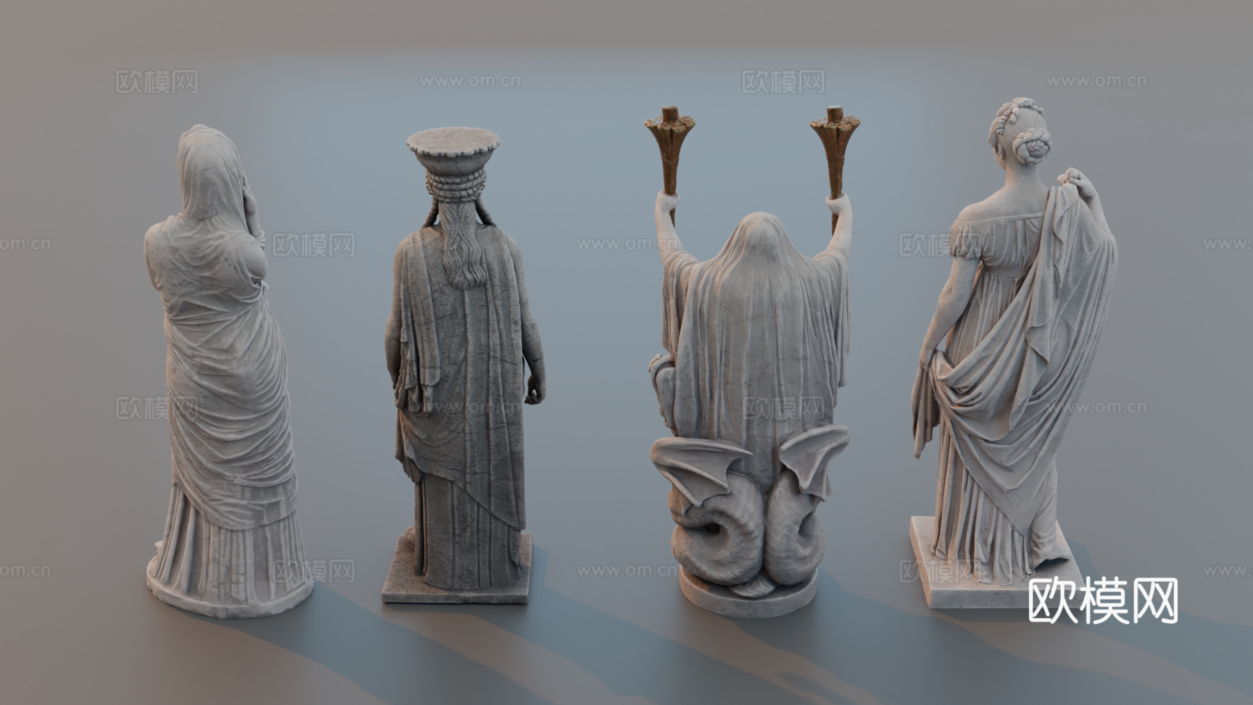雕像 石像 欧式复古雕像 神话雕像 人物雕像su模型