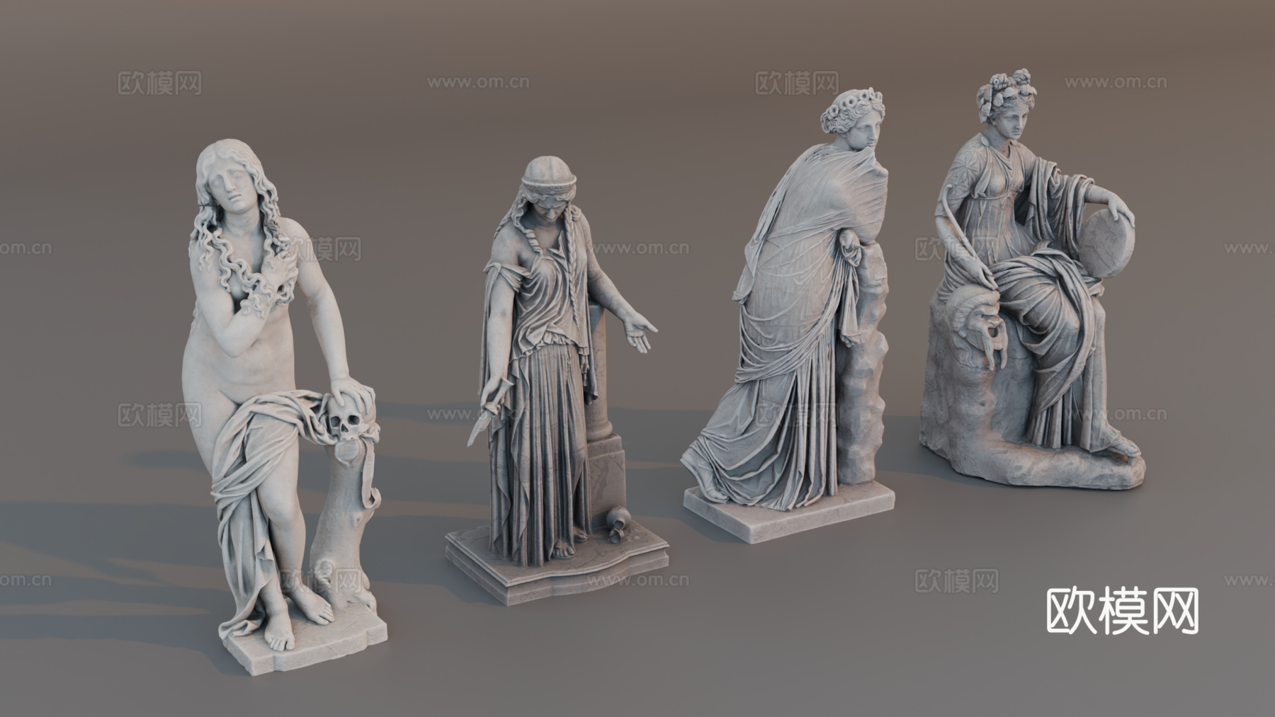雕像 石像 欧式复古雕像 神话雕像 人物雕像su模型