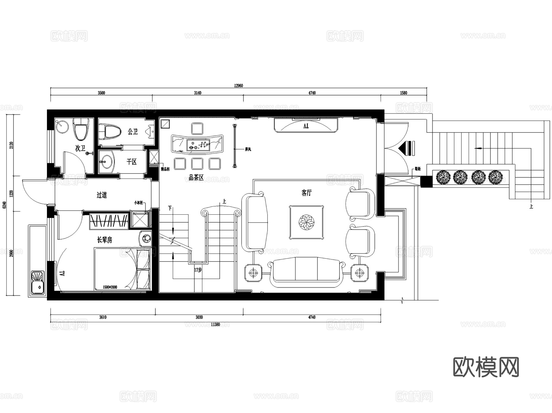玉屏御景花园五层别墅室内家装CAD施工图整套cad施工图