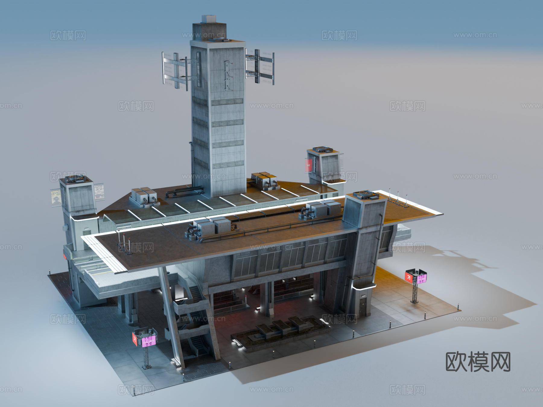 工业建筑 赛博朋克建筑 科幻建筑 城市建筑 工业城市建筑su模型