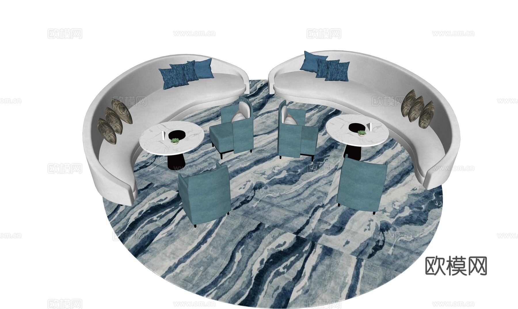 现代沙发茶几组合_休闲椅_单椅_单人沙发_弧形沙发_洽谈桌椅su模型