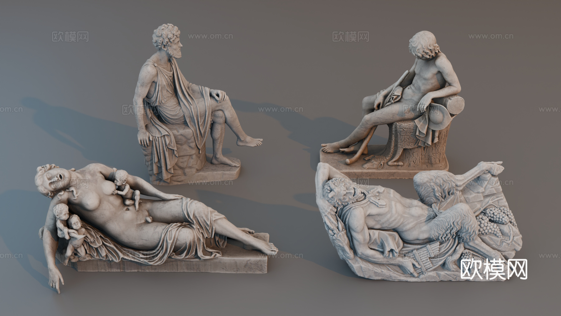 雕像 石像 欧式复古雕像 神话雕像 人物雕像su模型