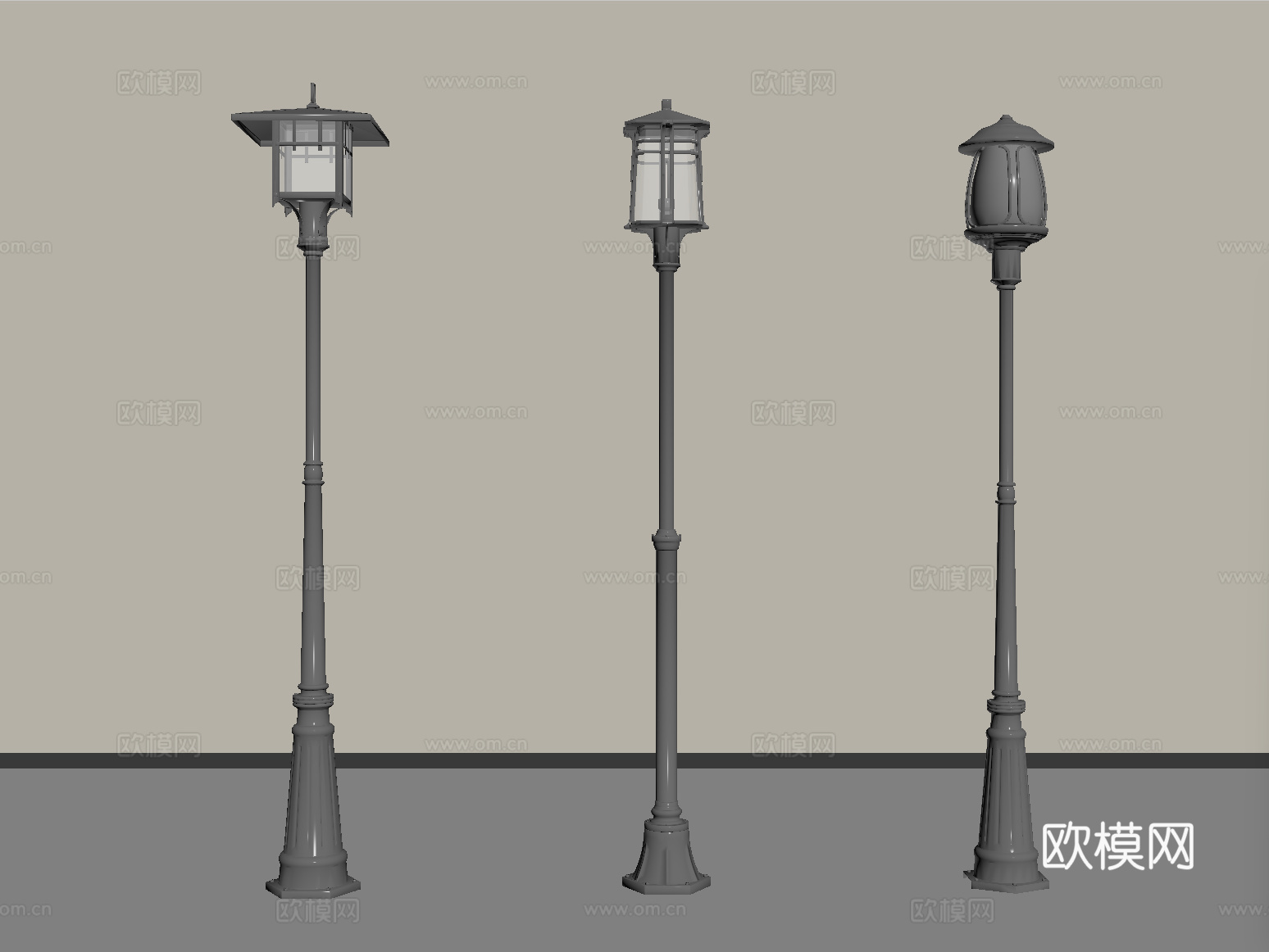 现代户外路灯 高杆灯 景观灯su模型