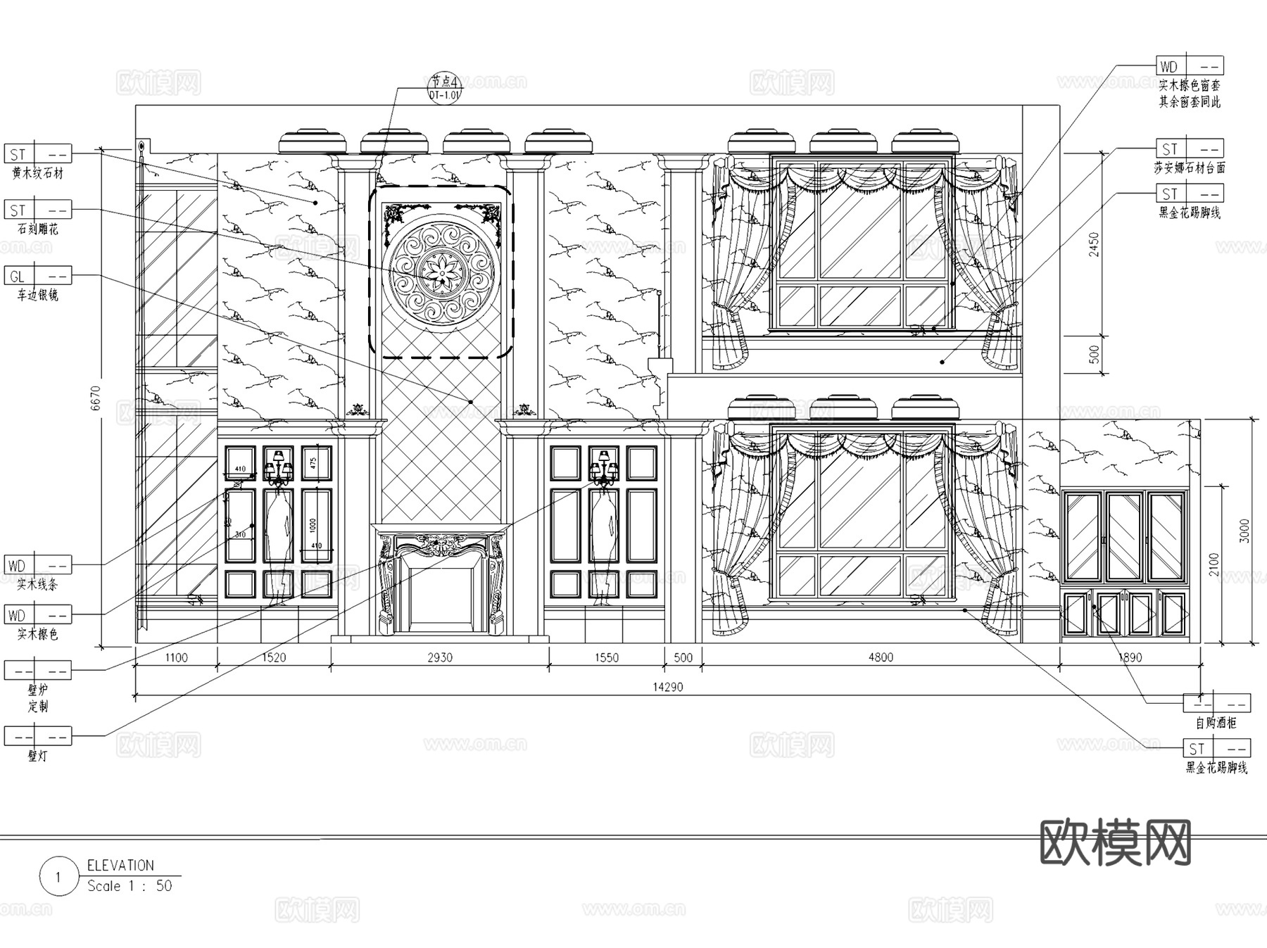 欧式古典风二层别墅室内家装CAD施工图cad施工图
