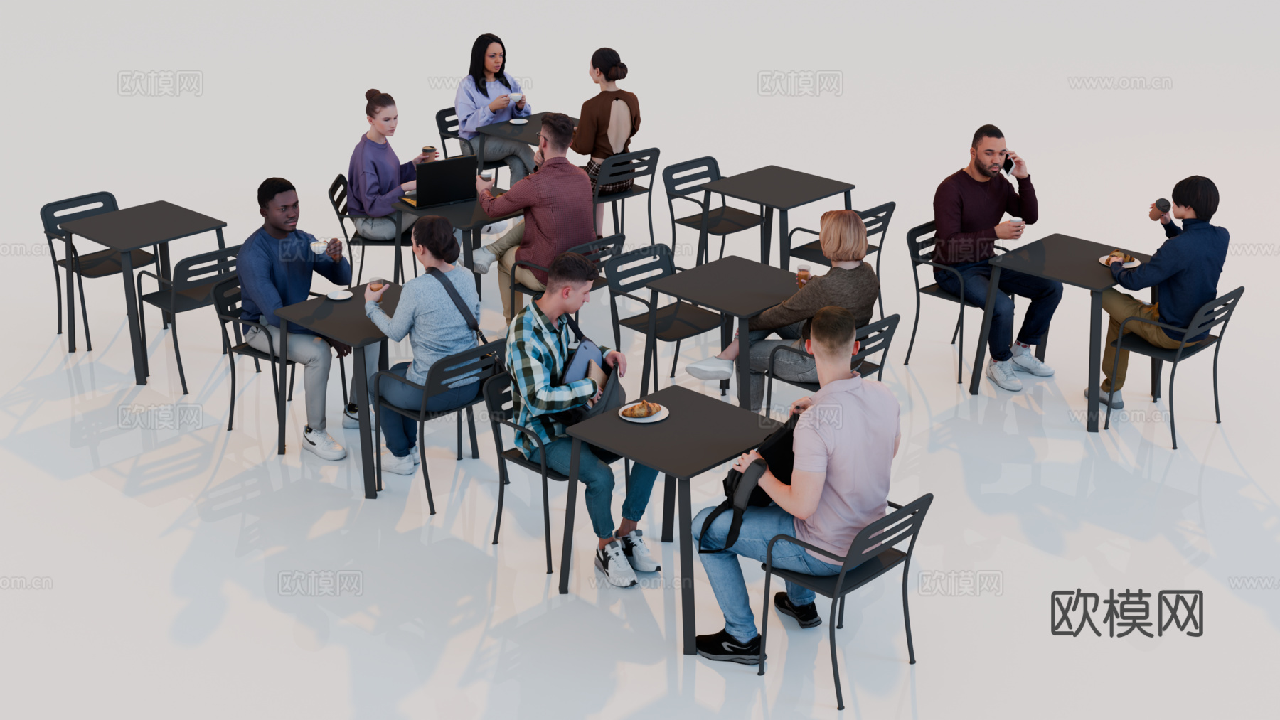 人物 多人 商务男女人物 人物组合 场景人物su模型