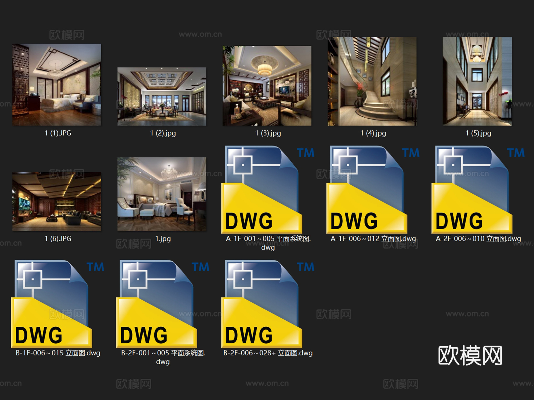 辛庄二层中式别墅室内家装CAD施工图cad施工图