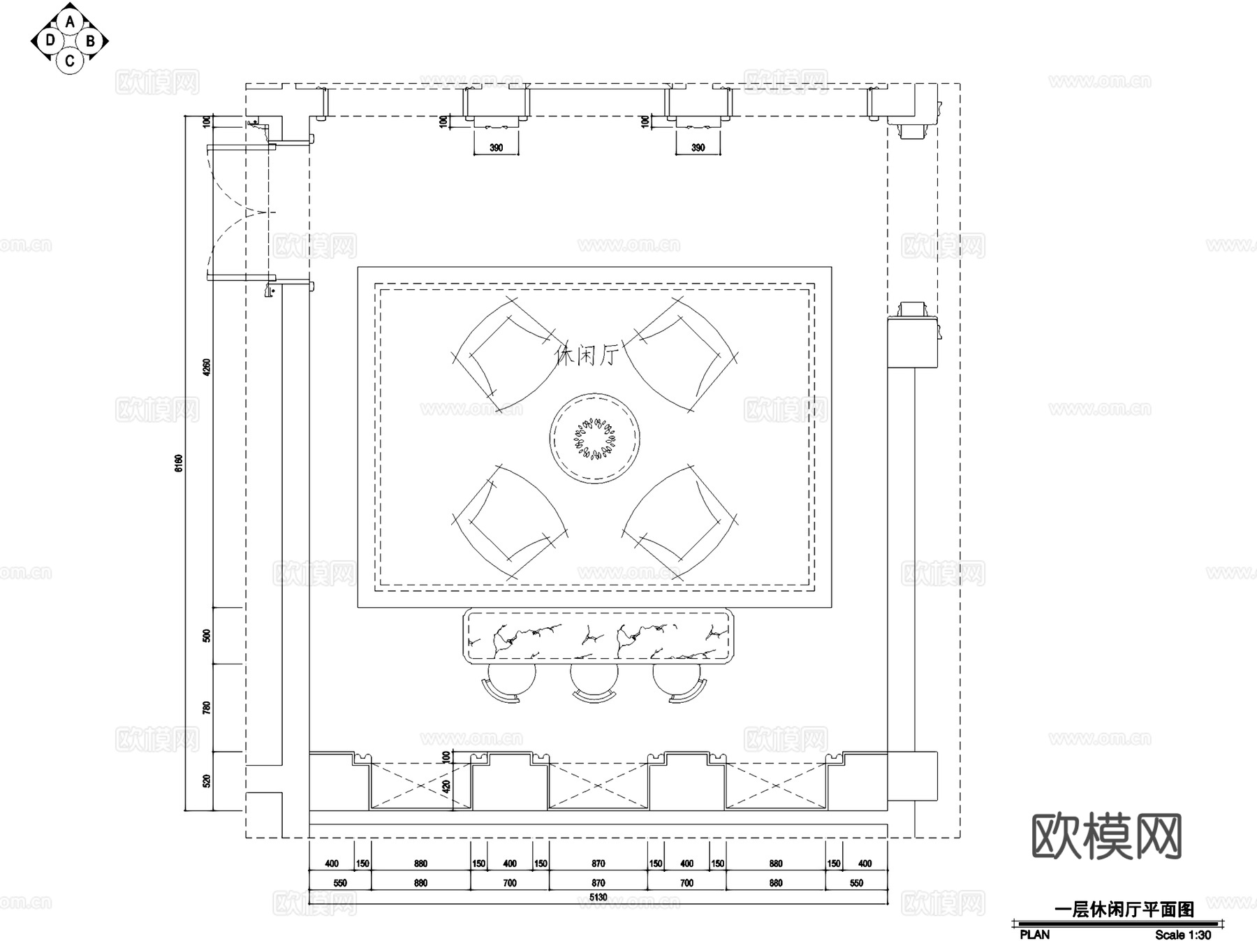 欧式休闲厅红酒吧室内家装CAD施工图cad施工图