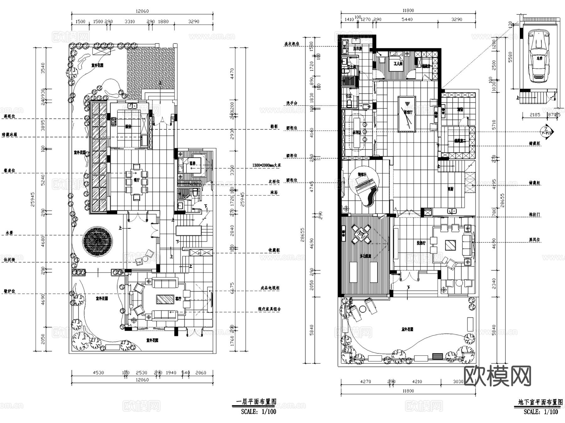曦城P-301户型私宅三层别墅室内家装CAD施工图整套cad施工图