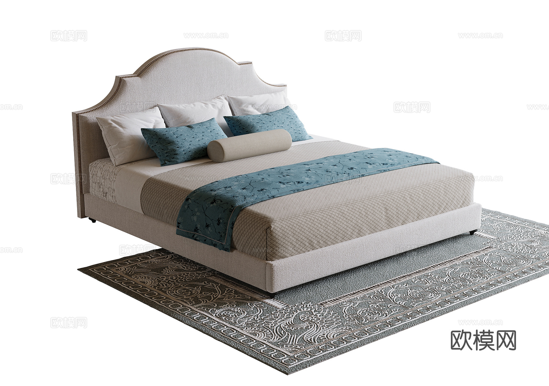 美式单人床 儿童床su模型