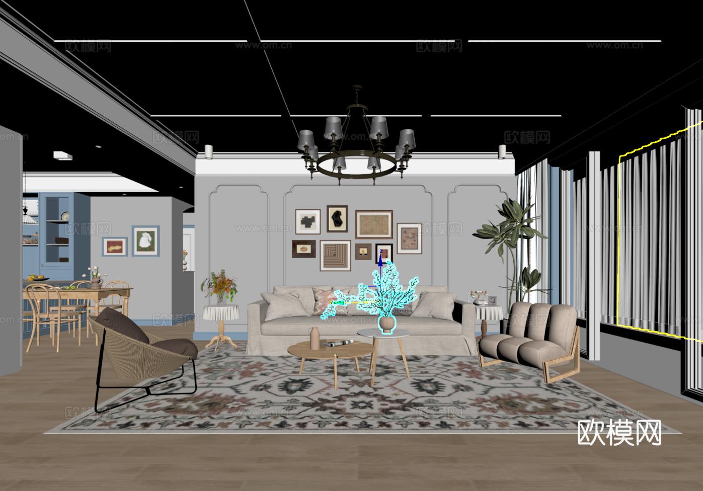 地中海客餐厅3d模型下载（渲染图4）