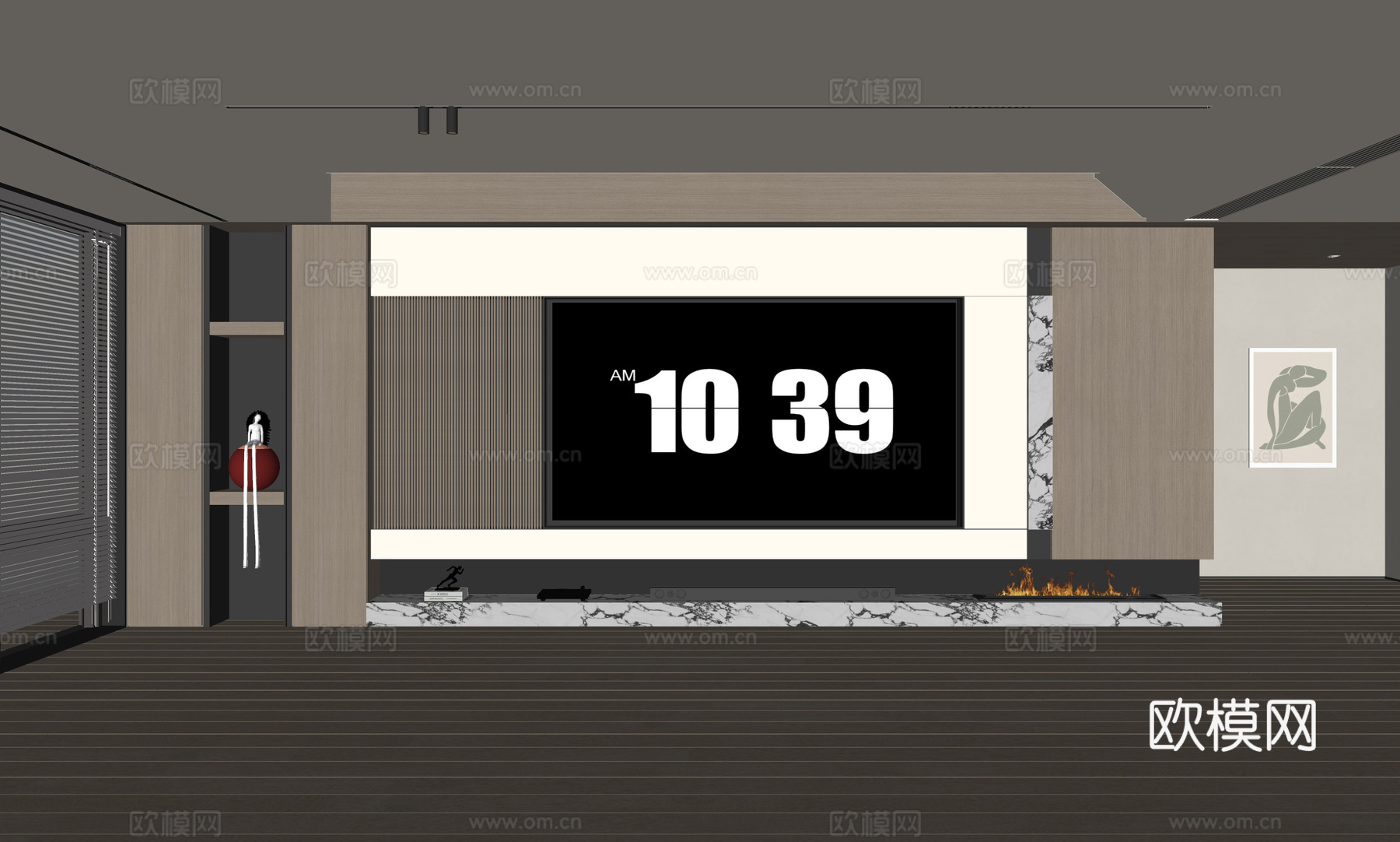 现代客厅 奶油客厅 电视背景墙 客厅背景 奶油风背景墙su模型