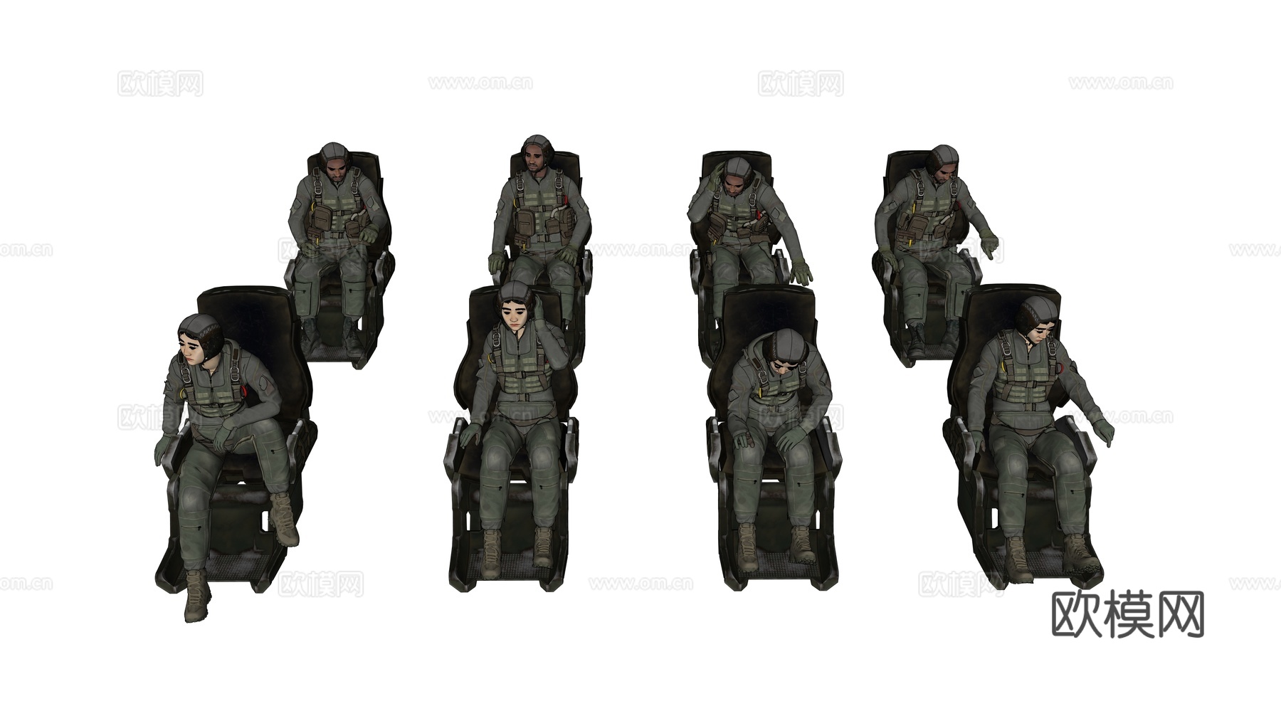 飞行员 驾驶员 女兵 女人 军人su模型