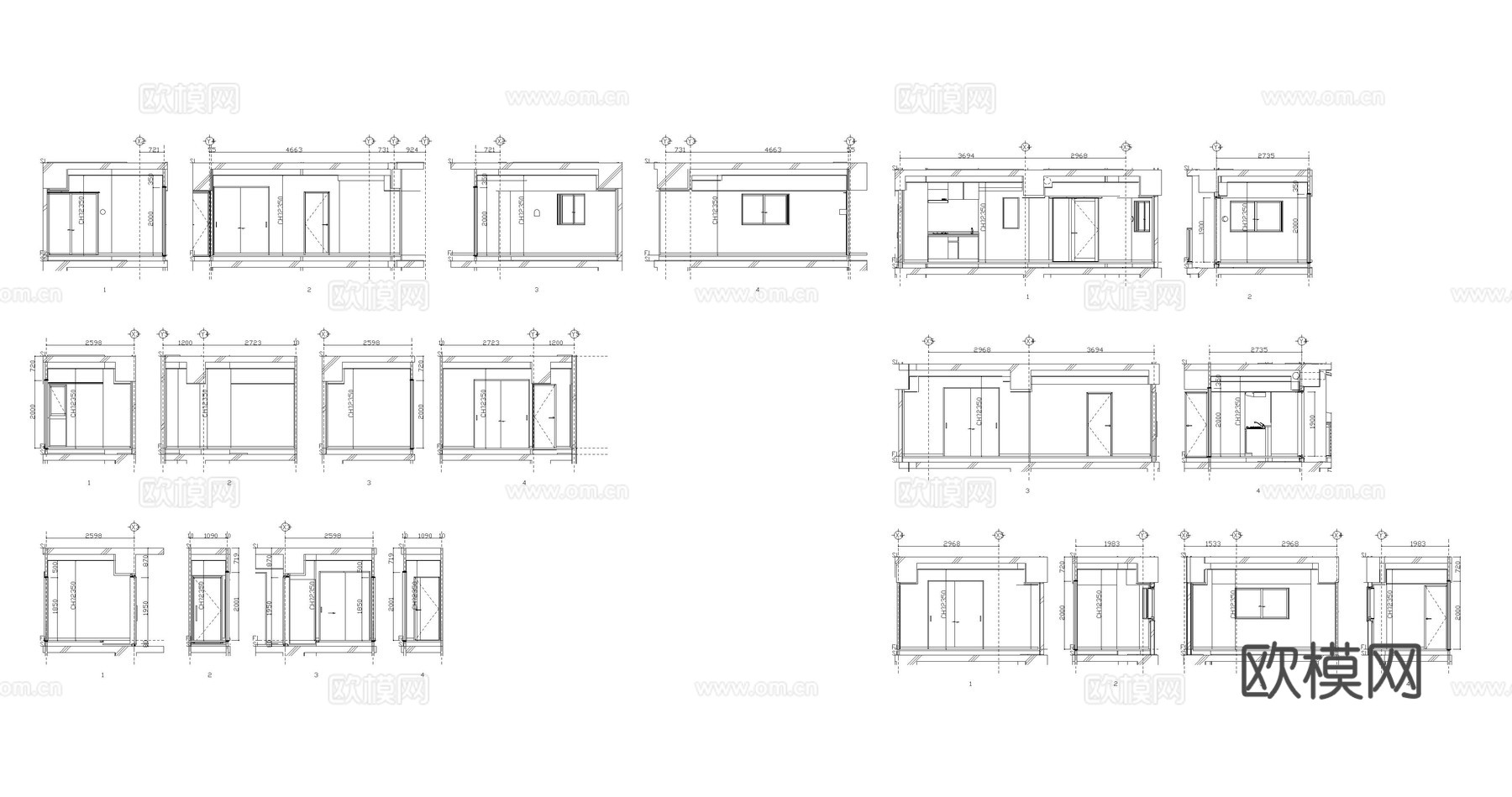 室内立面图门窗cad施工图