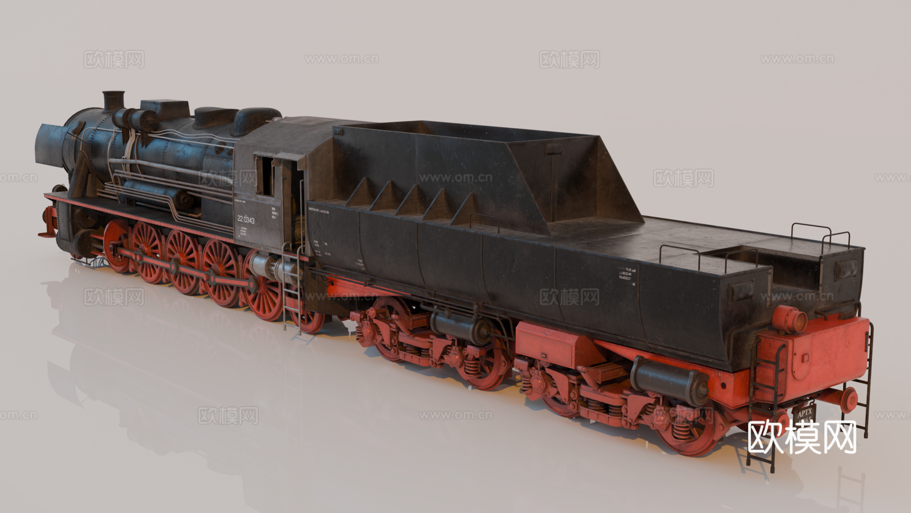 复古火车 火车车厢 煤炭火车 轨道火车 蒸汽火车su模型下载（渲染图3）