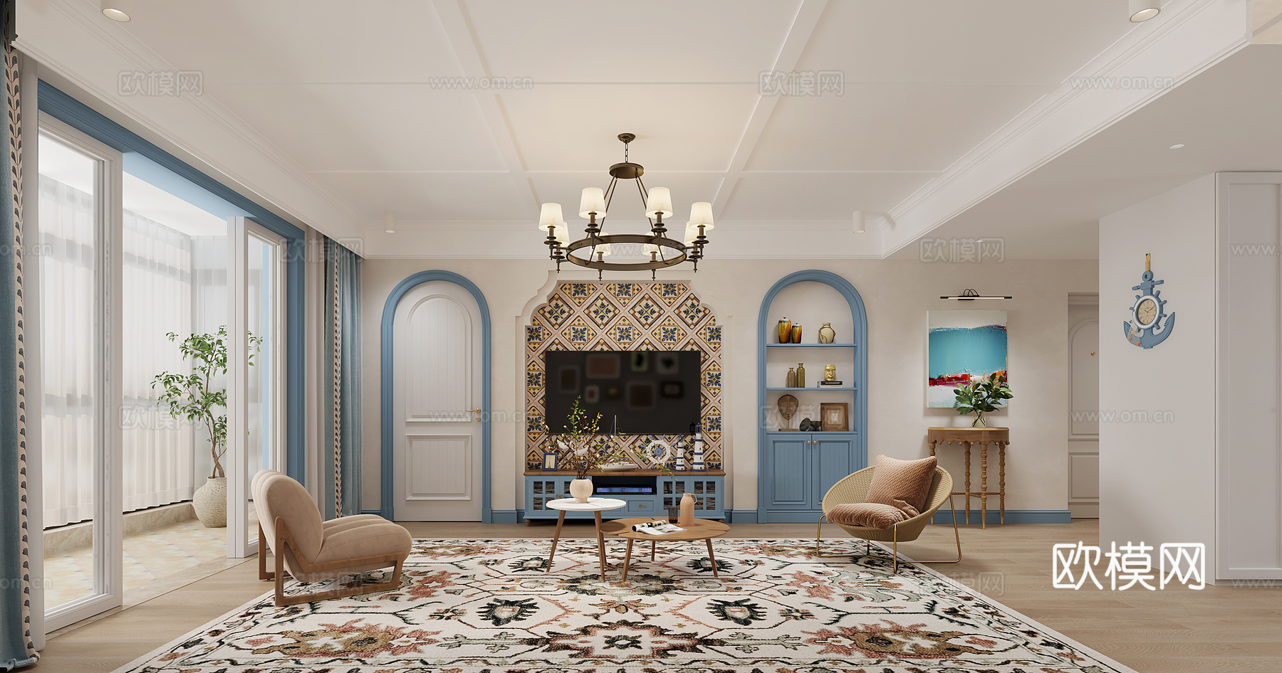 地中海客餐厅3d模型下载（渲染图3）