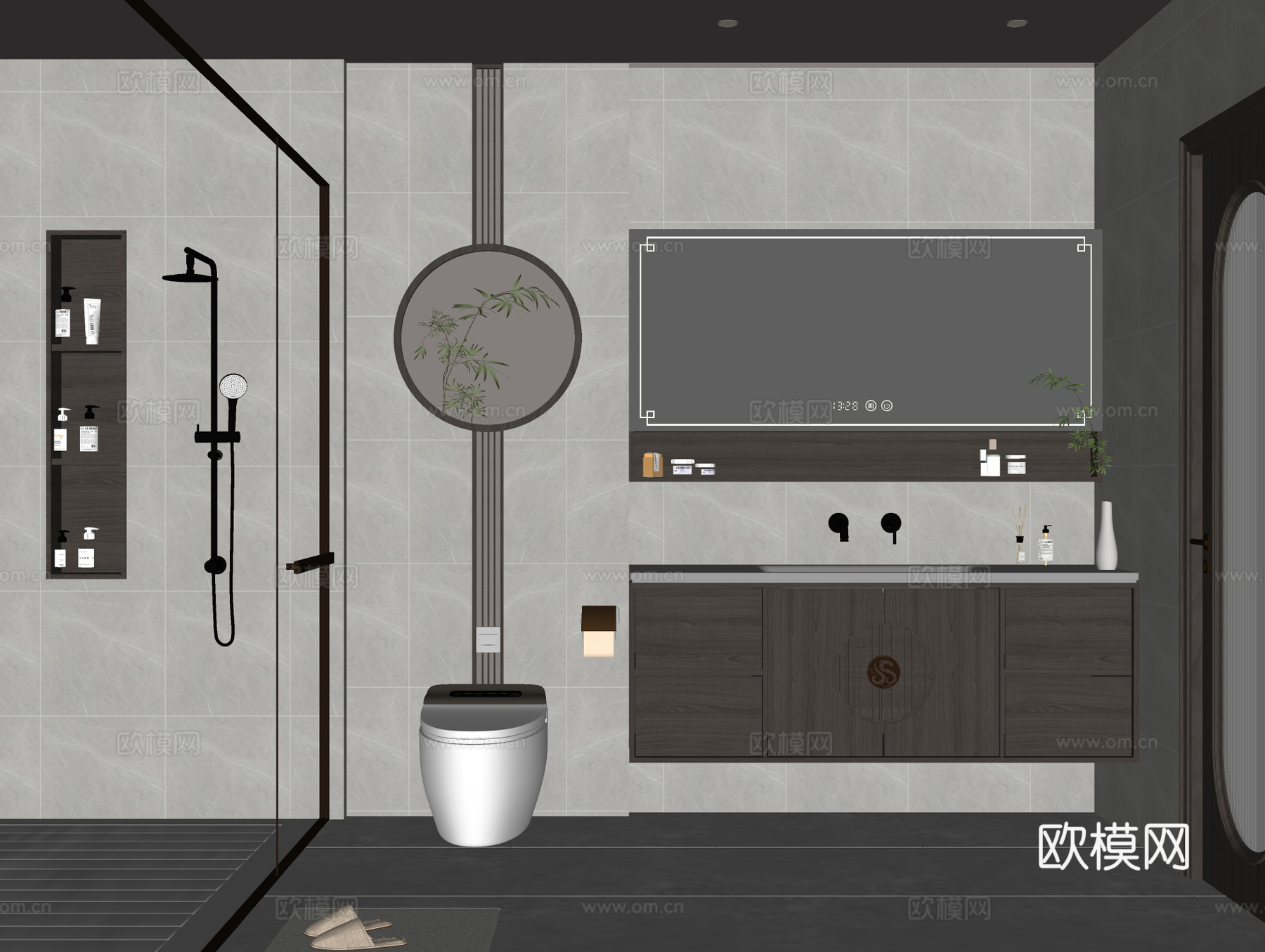 新中式卫生间su模型