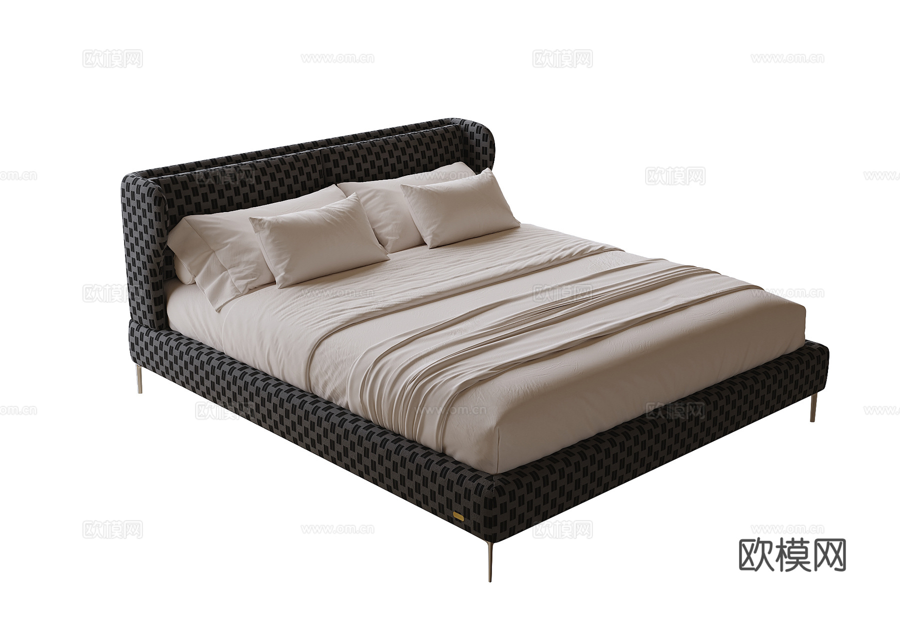 现代单人床 儿童床su模型