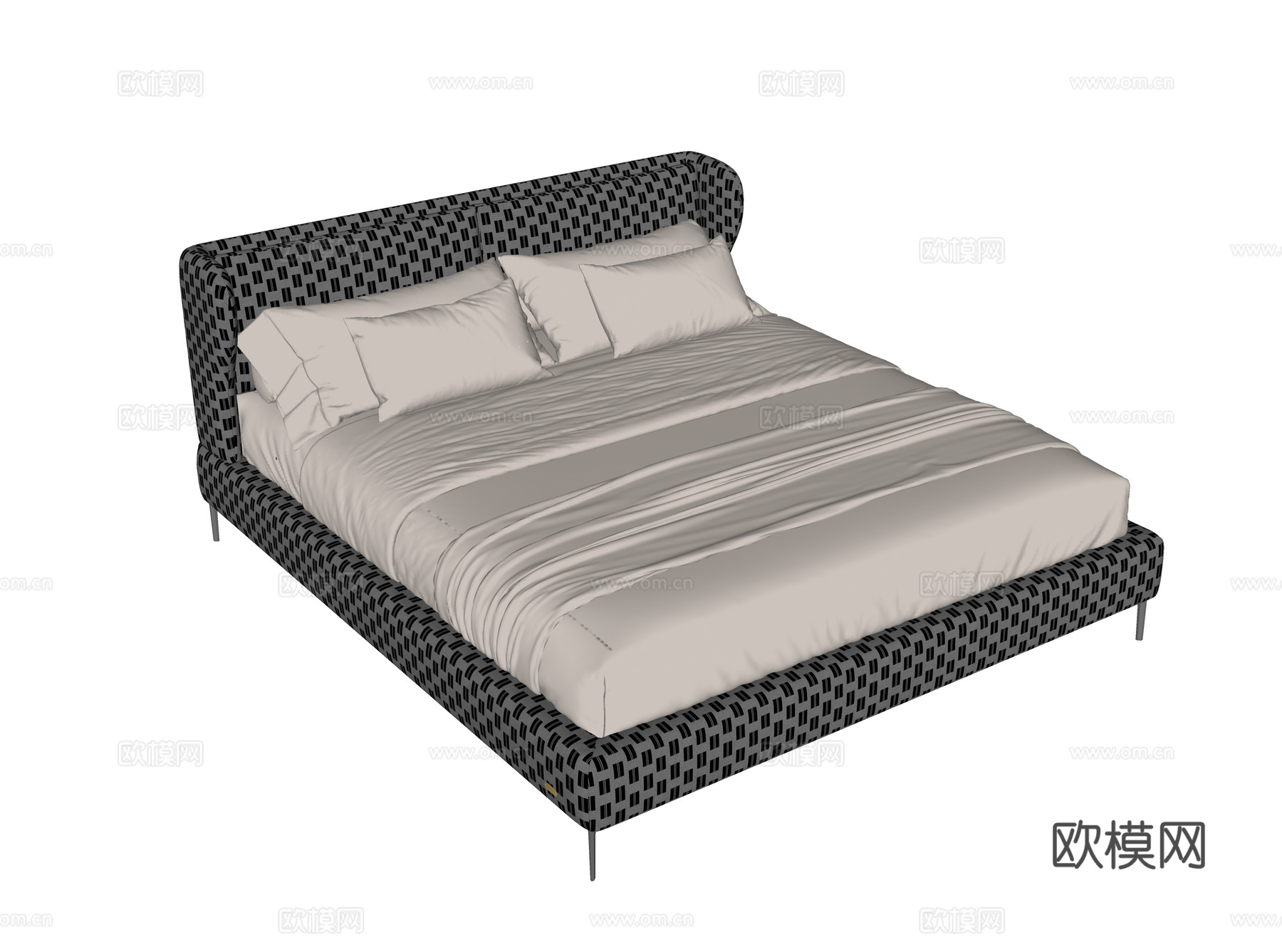 现代单人床 儿童床su模型