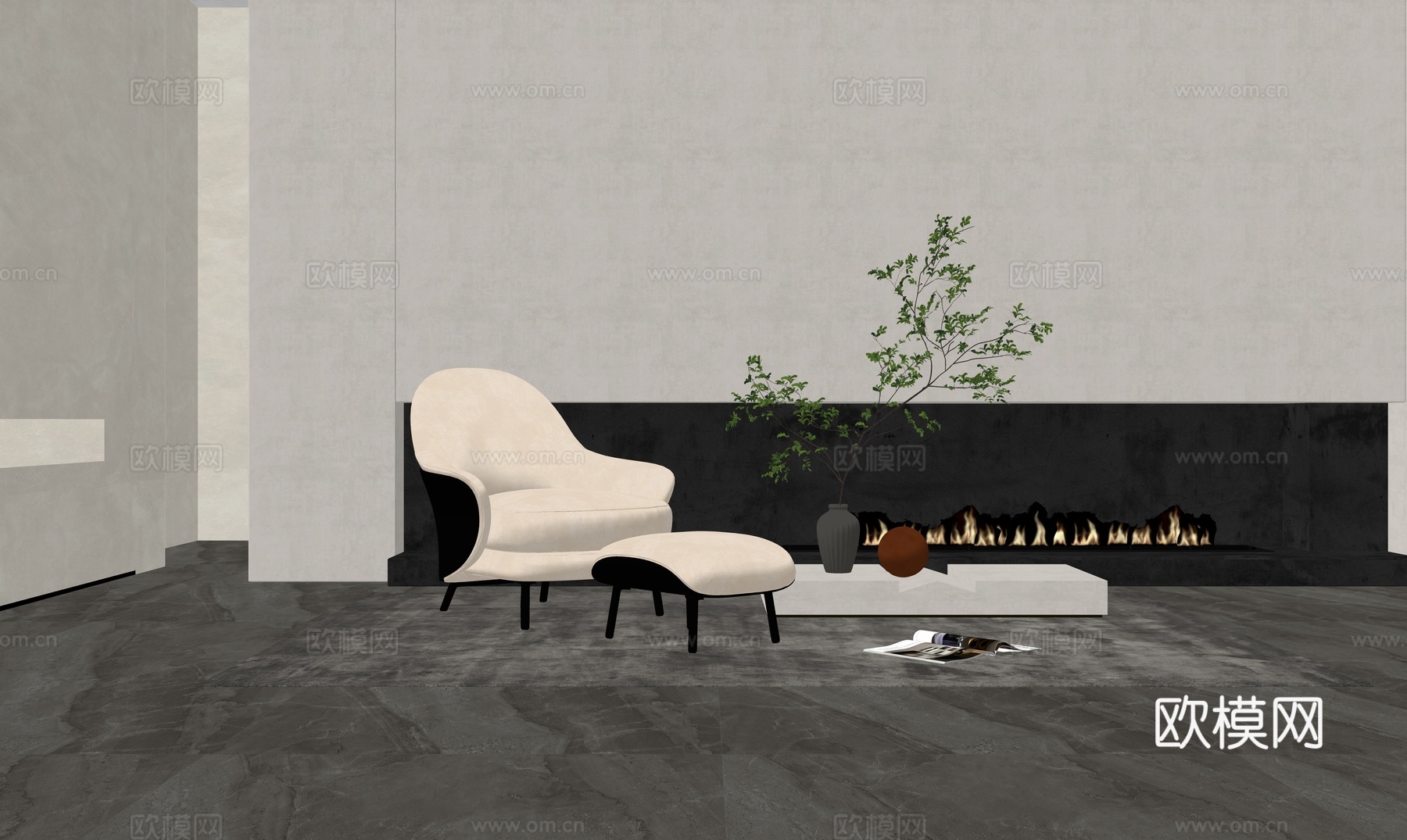 现代单椅沙发su模型