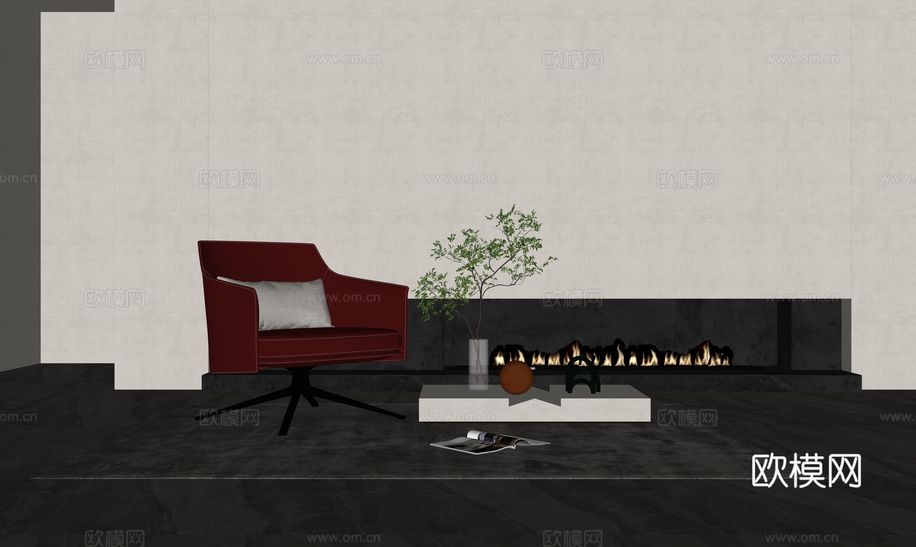 现代单椅沙发su模型