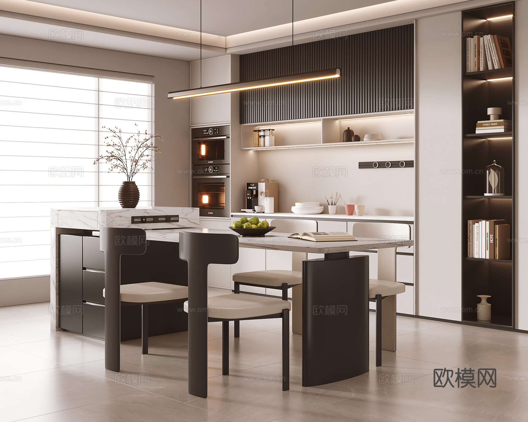意式极简餐厅su模型