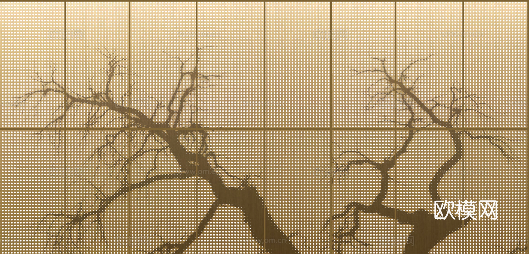 褐色树杈形纹理穿孔铝板贴图