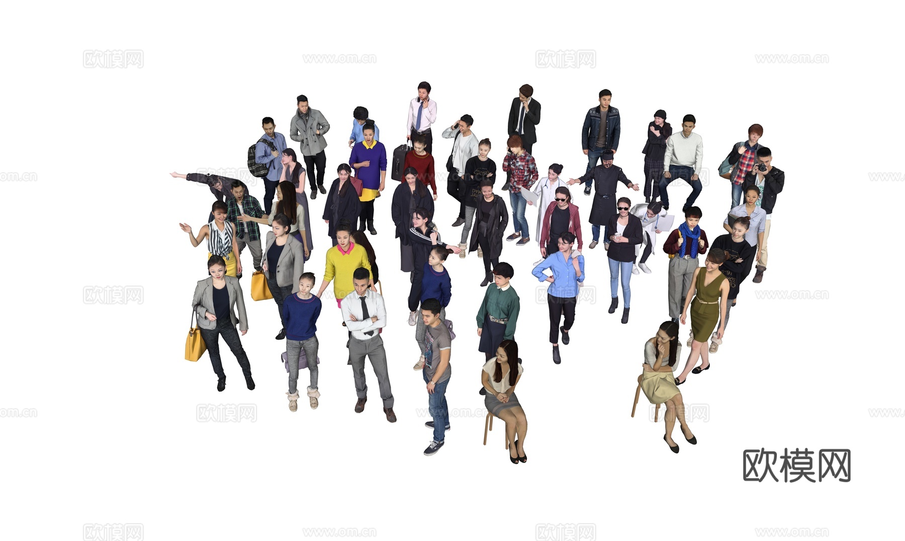 人物集合亚洲人欧洲人su模型