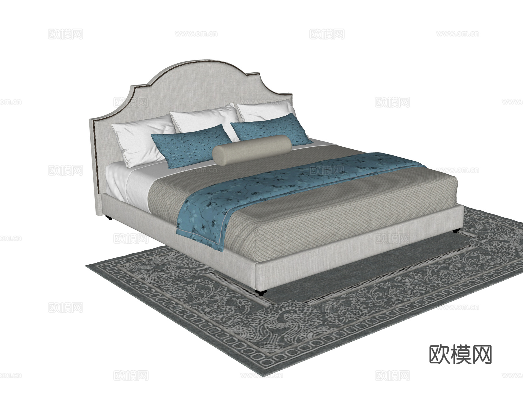 美式单人床 儿童床su模型