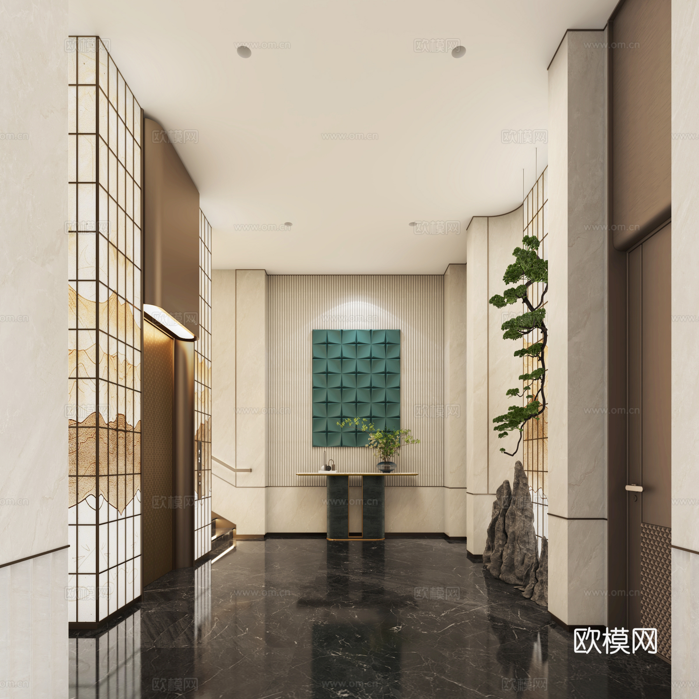 现代轻奢售楼处3d模型下载（渲染图1）