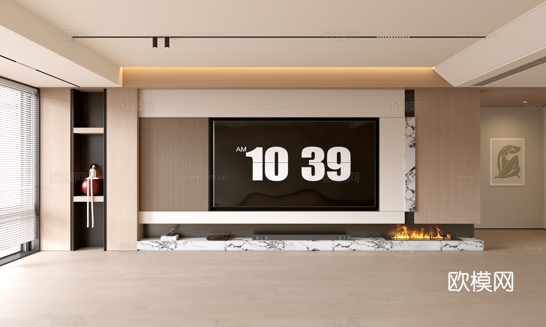 现代客厅 奶油客厅 电视背景墙 客厅背景 奶油风背景墙su模型