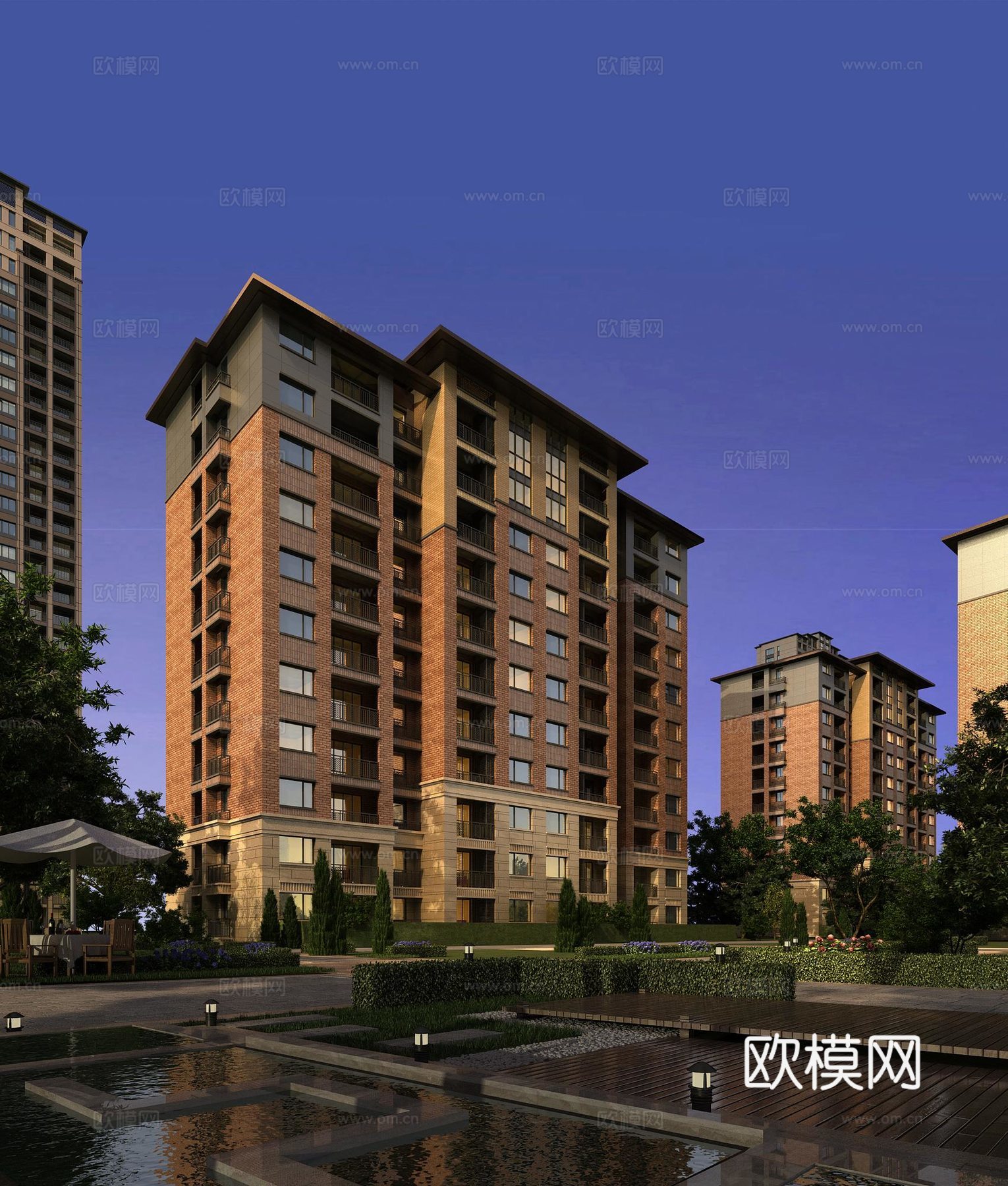 新古典欧式古典高层住宅外观3d模型下载