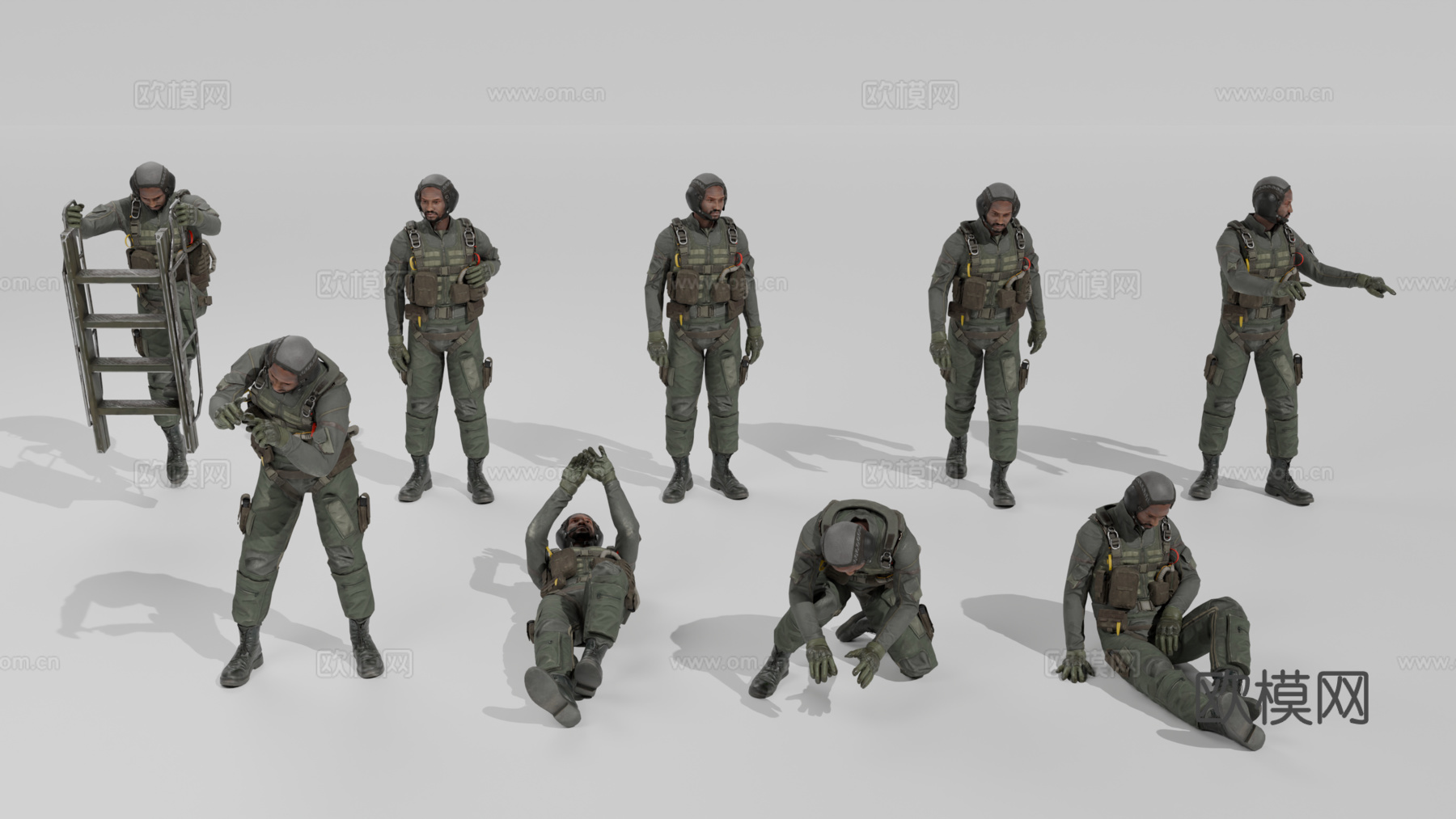 飞行员 驾驶员 女兵 女人 军人su模型