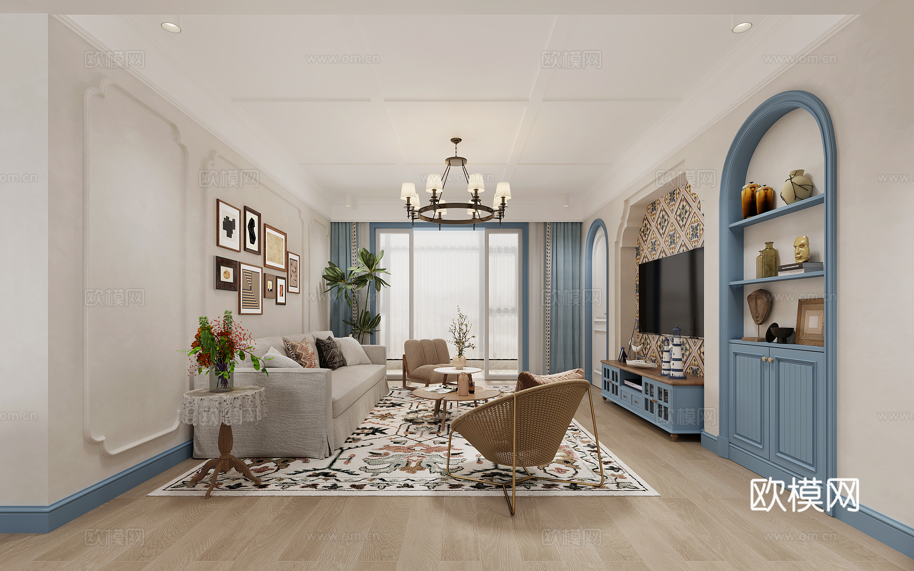 地中海客餐厅3d模型下载（渲染图1）