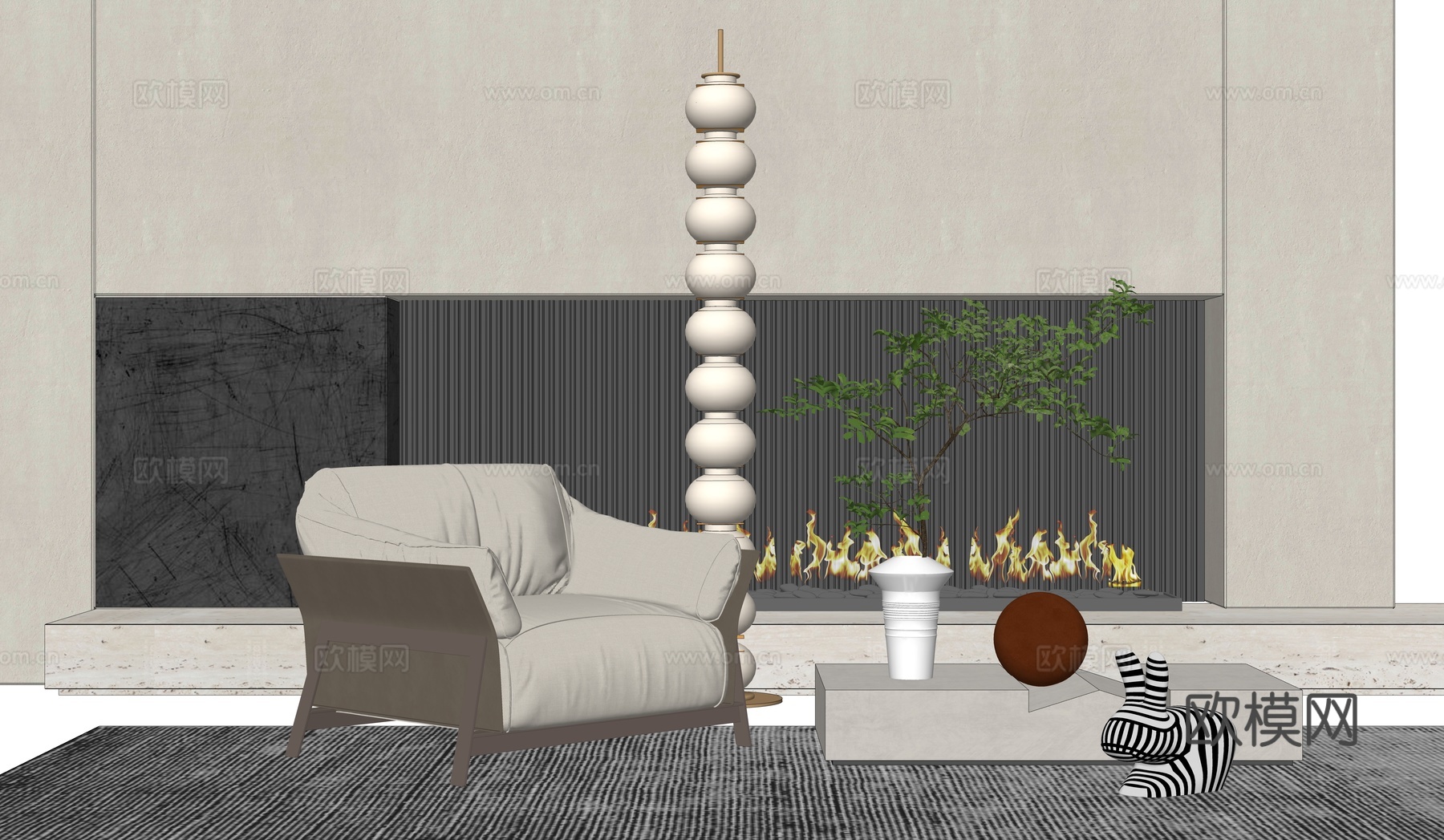 现代单椅沙发su模型