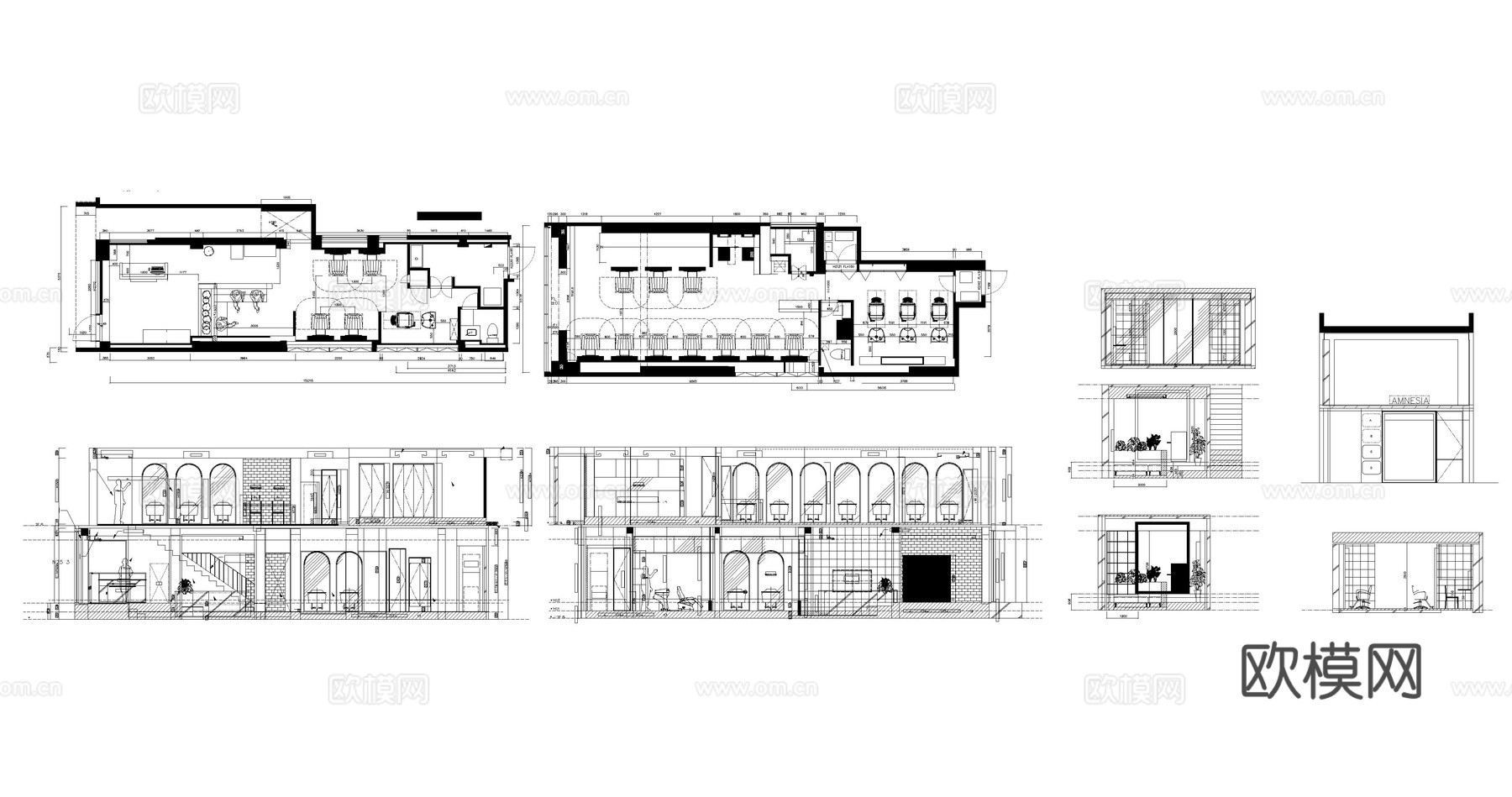 美容院平面立面图纸cad施工图