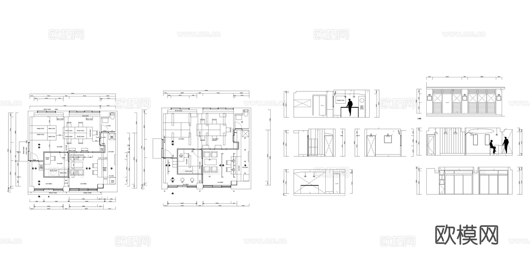 办公室平面里面图纸cad施工图