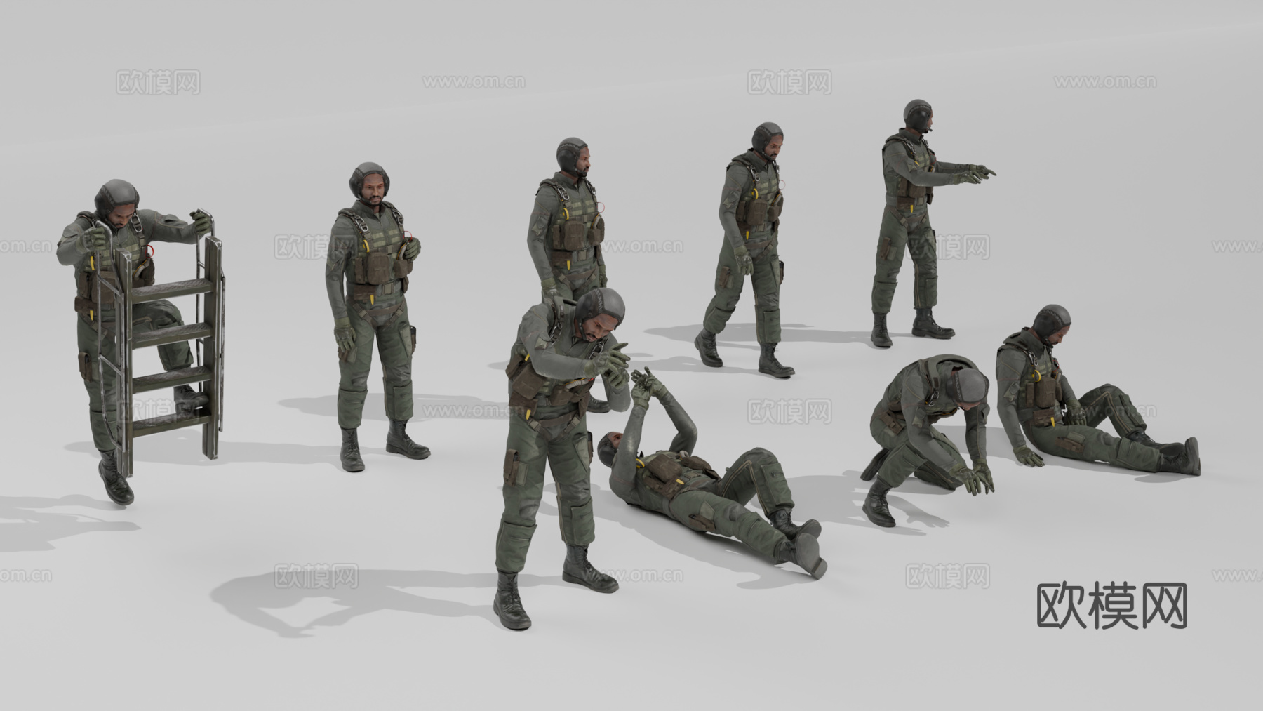 飞行员 驾驶员 女兵 女人 军人su模型