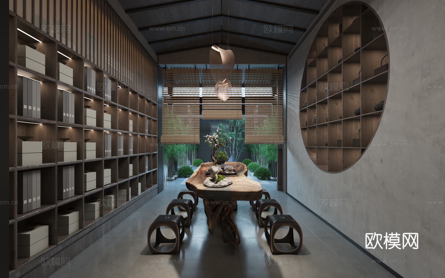 新中式 文化展厅 艺术展馆3D模型3d模型下载（渲染图3）