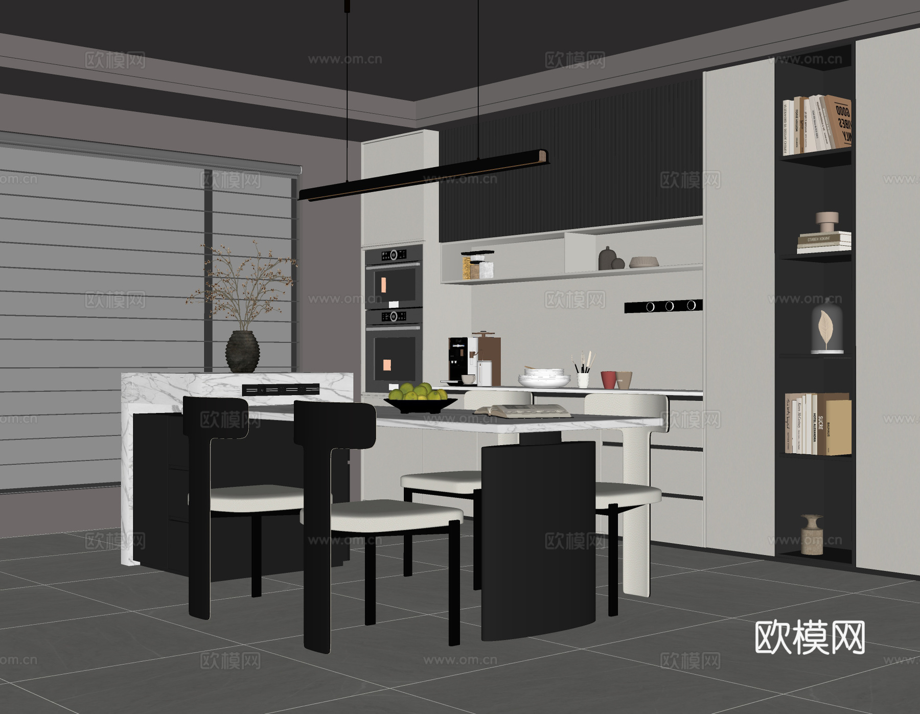 意式极简餐厅su模型