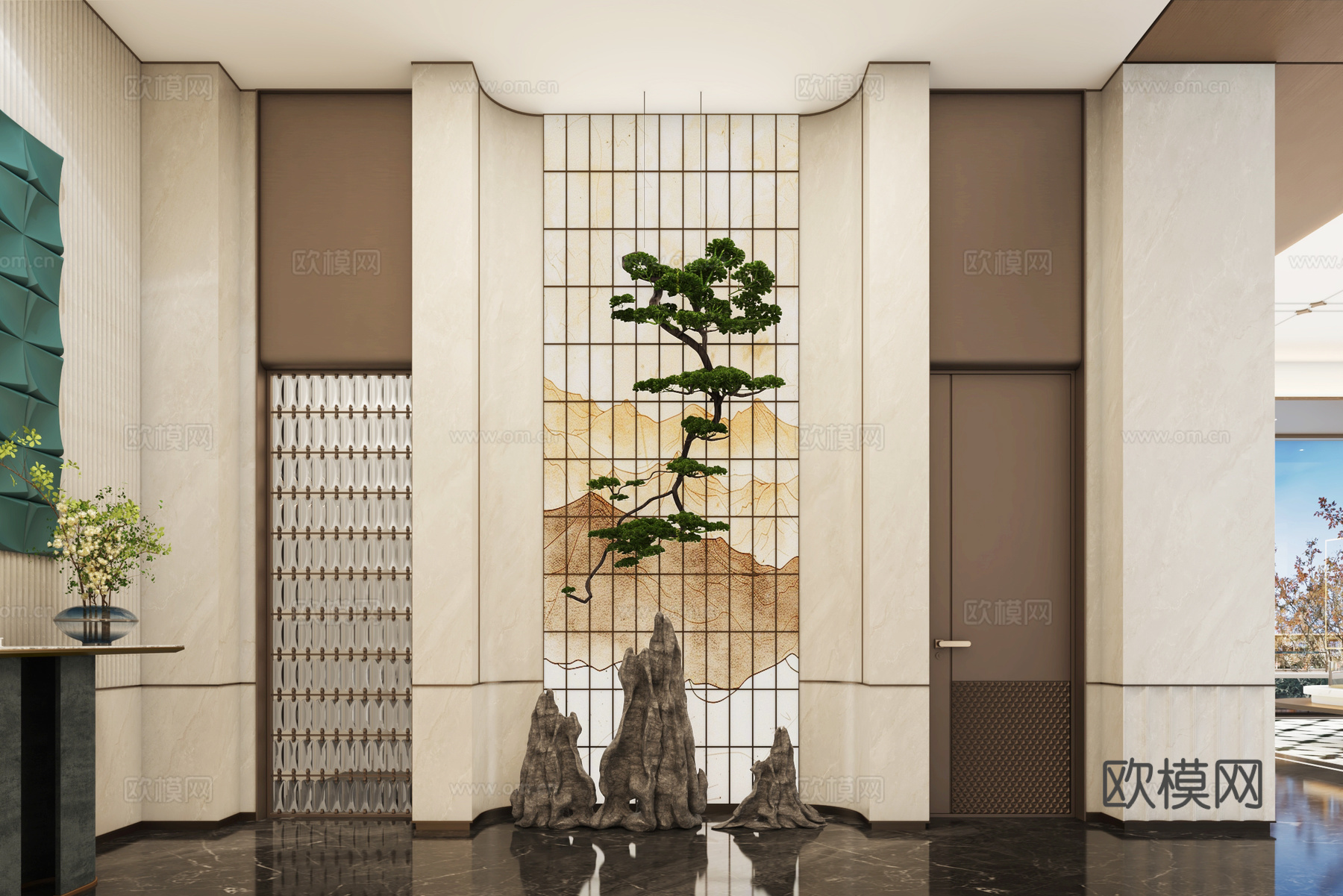 现代轻奢售楼处3d模型下载（渲染图3）