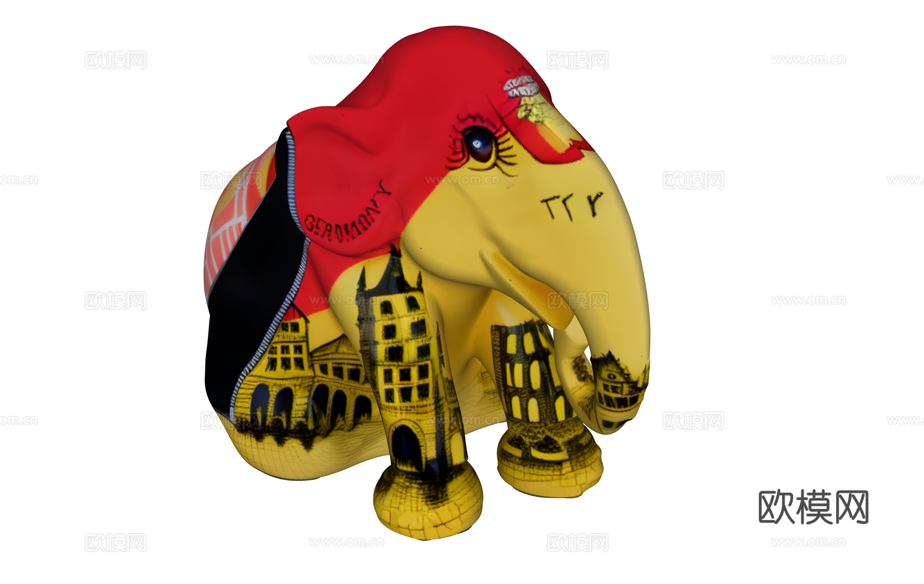 彩色大象雕塑摆件su模型